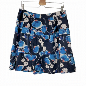 Kristin Davis Skirt Navy Blue Floral Ruffle  Size 10 Lined Knee Length‎ Mini